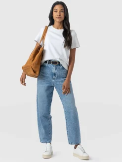 Sale Saint and Sofia Barrel Leg Jean - Mid Blue