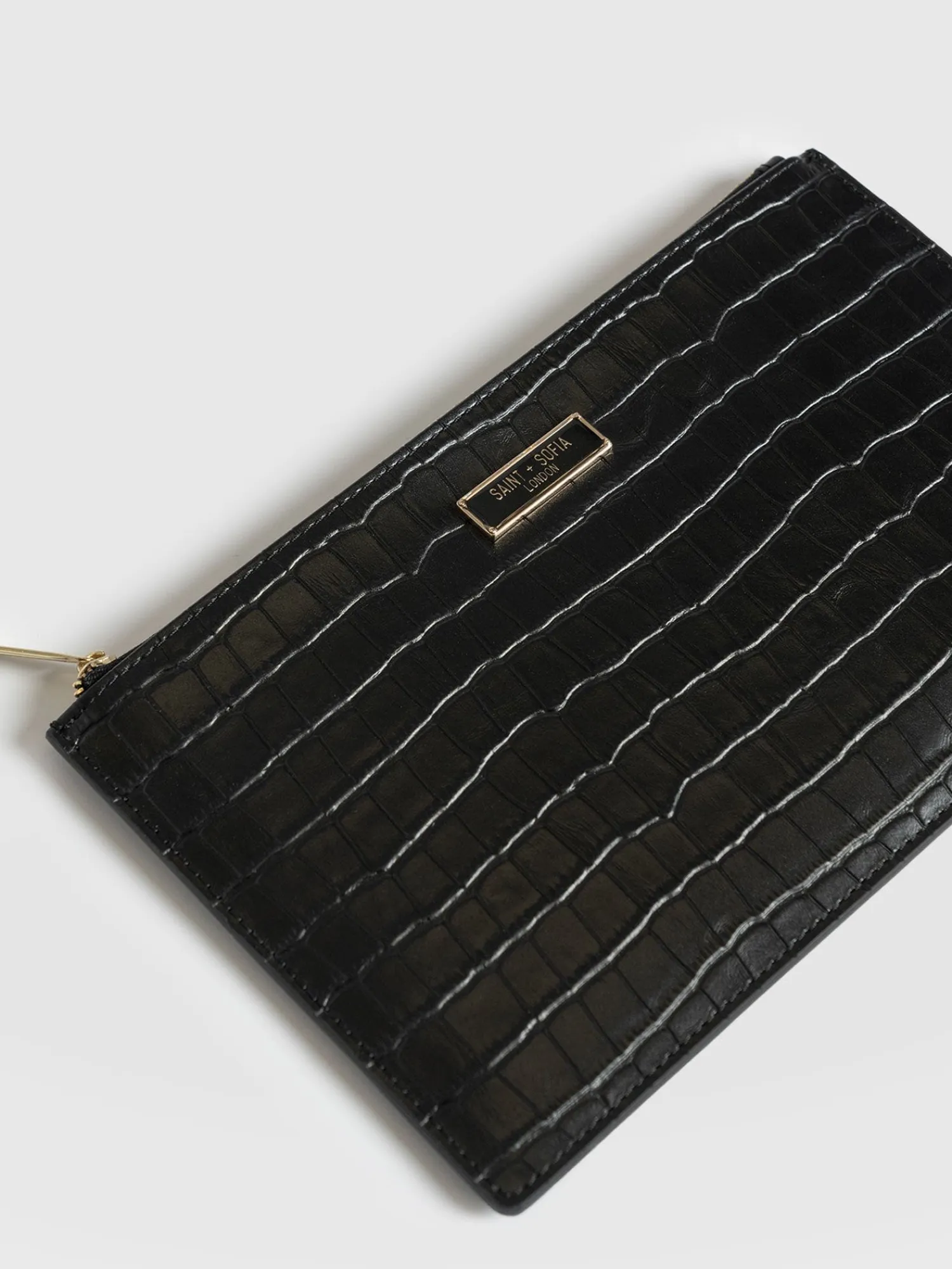 Clearance Saint and Sofia Beauty Pouch - Black Croc