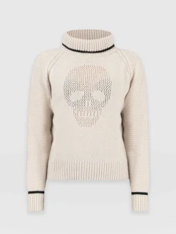 Fashion Saint and Sofia Blake Cashmere Skull Sweater - Cream