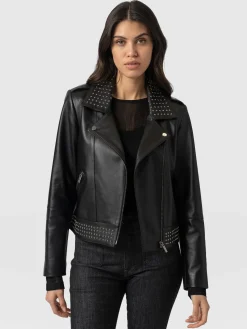 Fashion Saint and Sofia Bonham Studded Biker Jacket - Black
