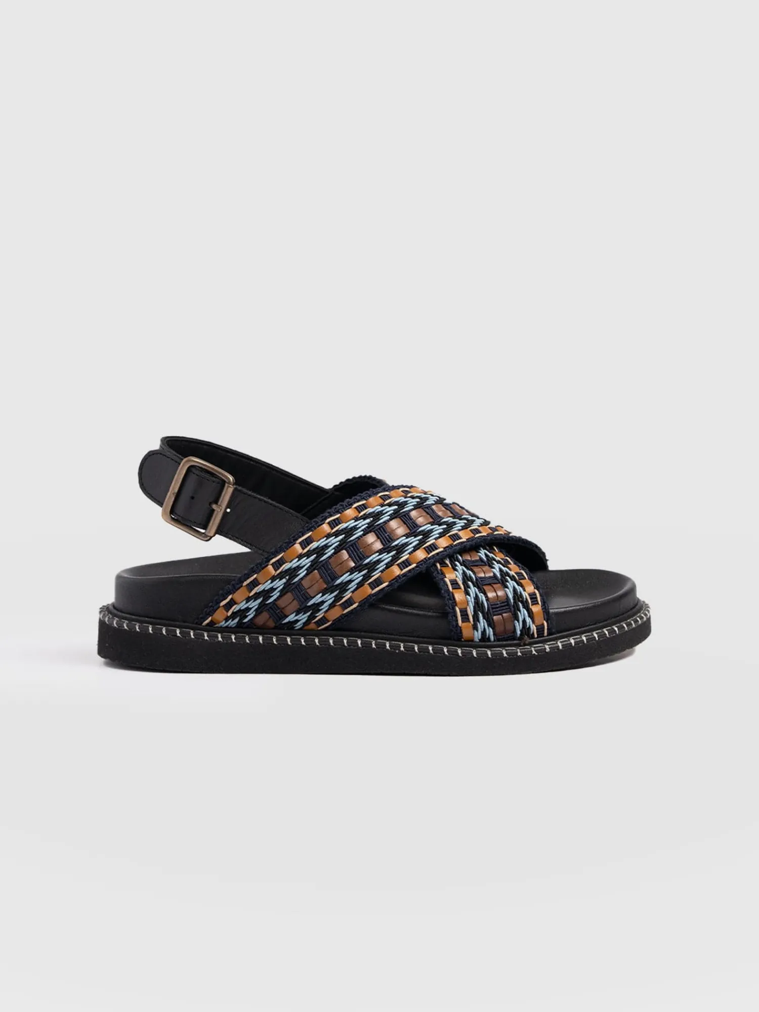 Outlet Saint and Sofia Bonnie Cross Over Sandals - Blue/Brown