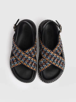Outlet Saint and Sofia Bonnie Cross Over Sandals - Blue/Brown