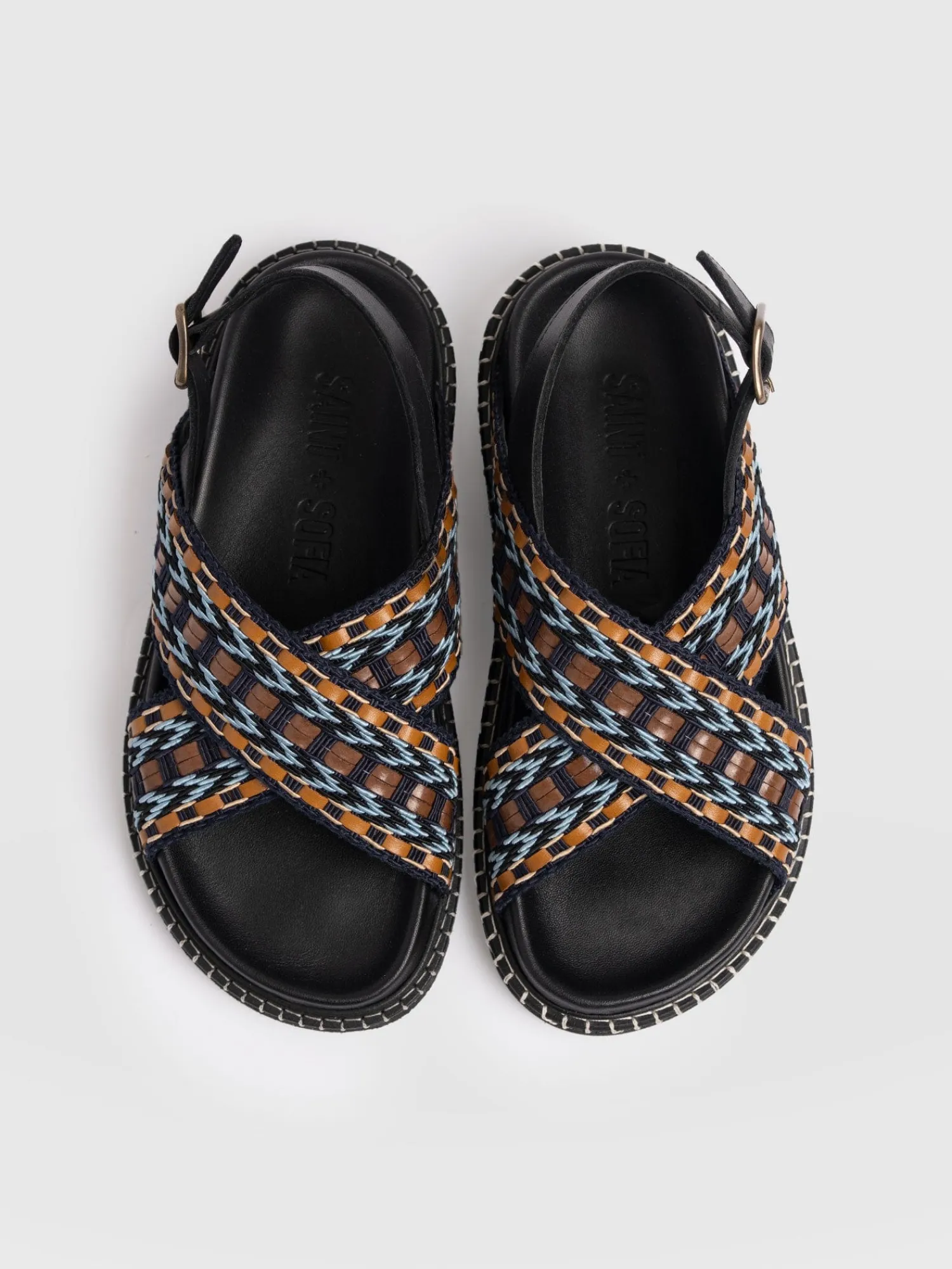 Outlet Saint and Sofia Bonnie Cross Over Sandals - Blue/Brown