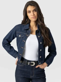 Discount Saint and Sofia Bowie Denim Jacket - Indigo Blue
