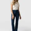 Sale Saint and Sofia Bowie Stretch Flare Jeans - Mid Blue