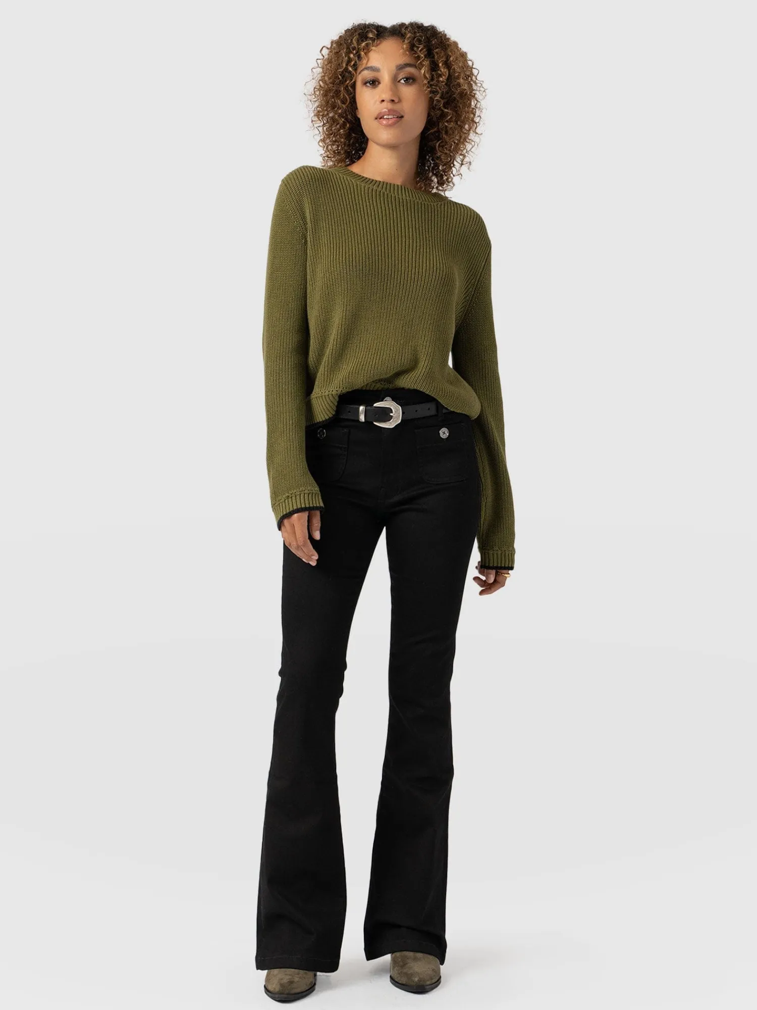 Online Saint and Sofia Bowie Stretch Flare Jeans - Jet Black