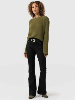 Online Saint and Sofia Bowie Stretch Flare Jeans - Jet Black