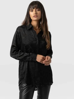 Fashion Saint and Sofia Boyfriend Shirt - Black Burnout