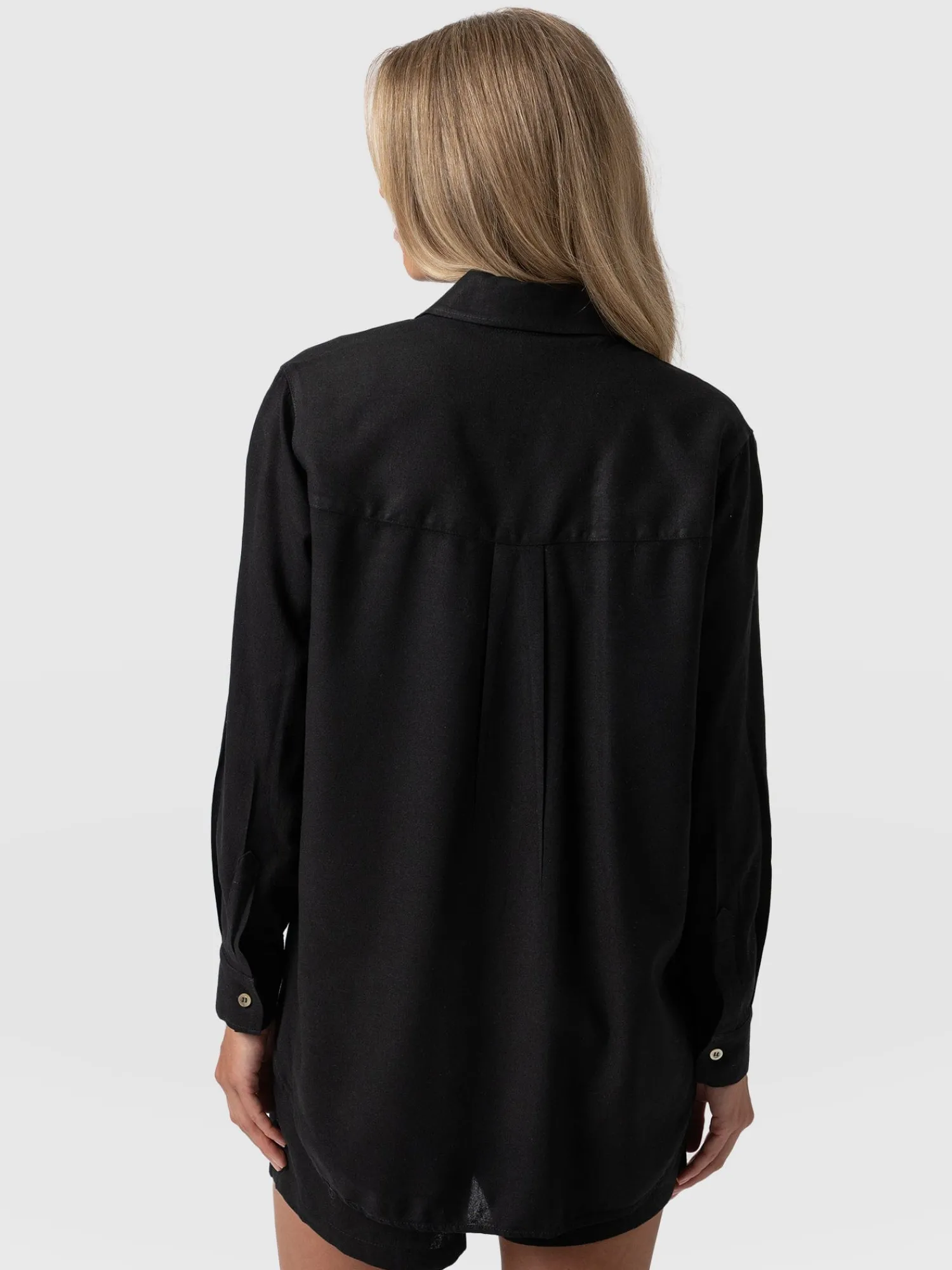Outlet Saint and Sofia Boyfriend Shirt - Black Linen