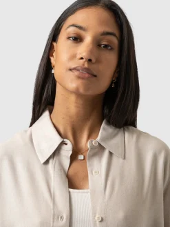 Clearance Saint and Sofia Boyfriend Shirt - Oatmeal Linen