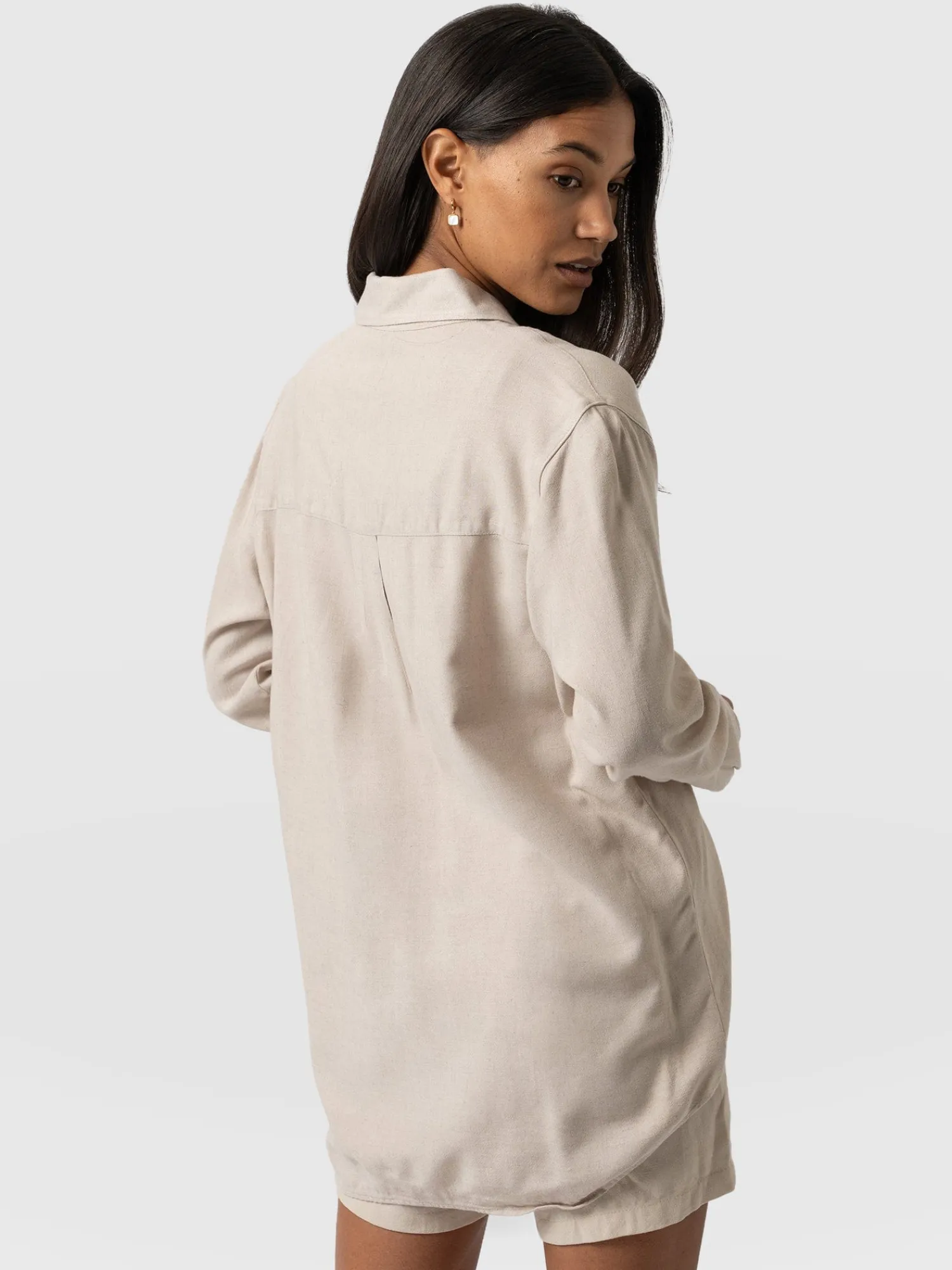 Clearance Saint and Sofia Boyfriend Shirt - Oatmeal Linen