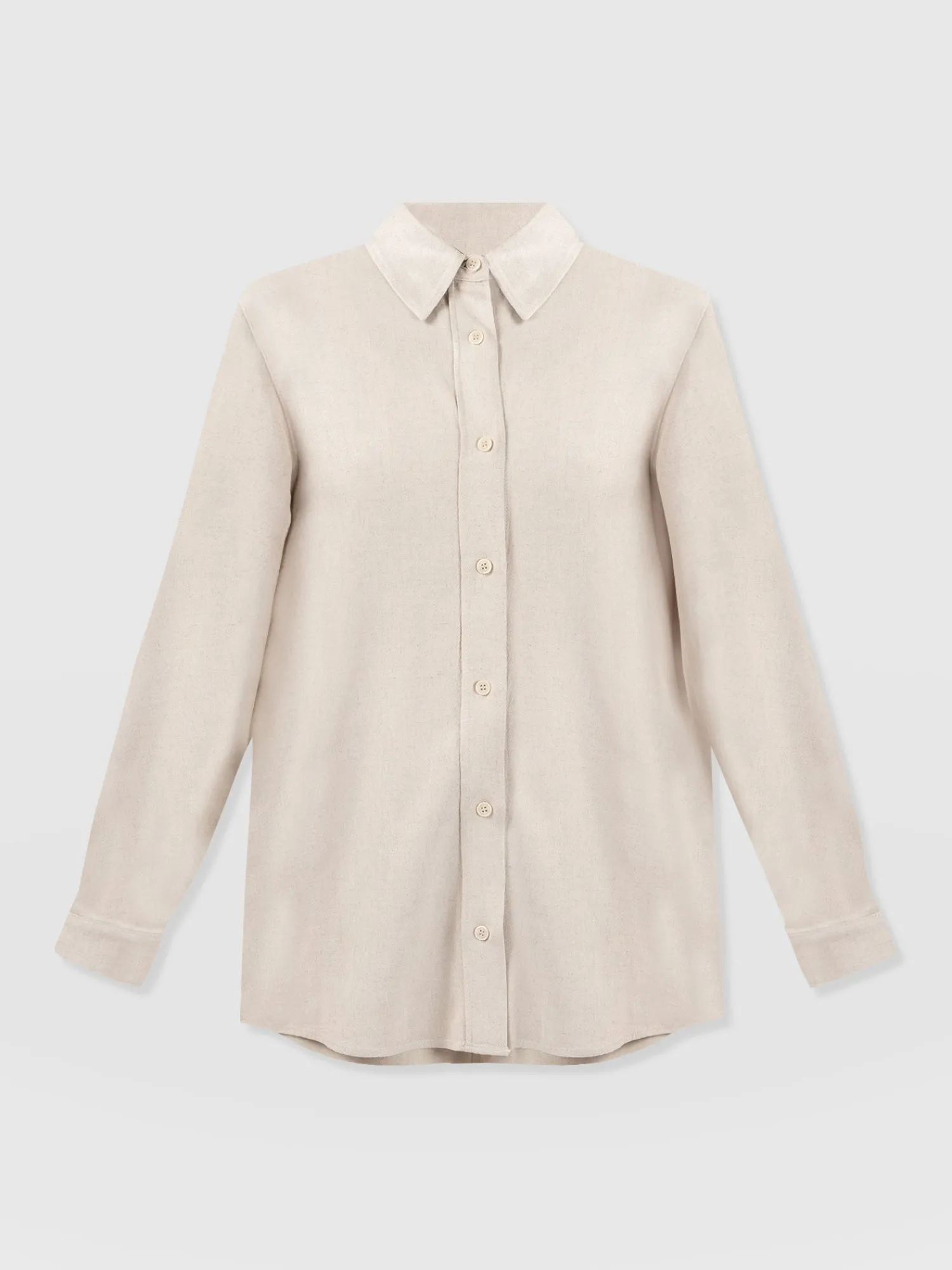 Clearance Saint and Sofia Boyfriend Shirt - Oatmeal Linen