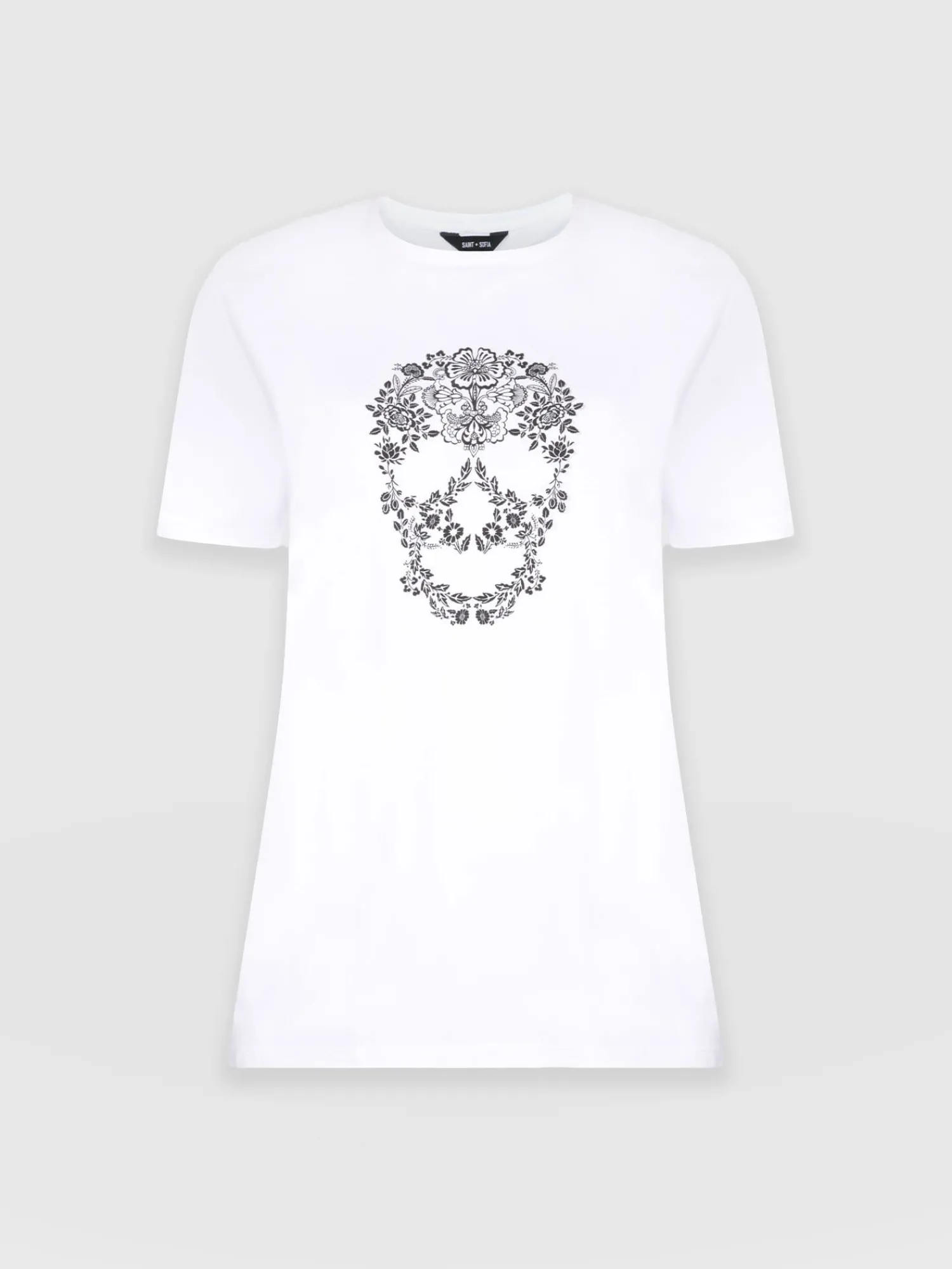 Discount Saint and Sofia Boyfriend Tee - White Skull