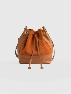 Fashion Saint and Sofia Brompton Bucket Bag - Brown Suede Pebble