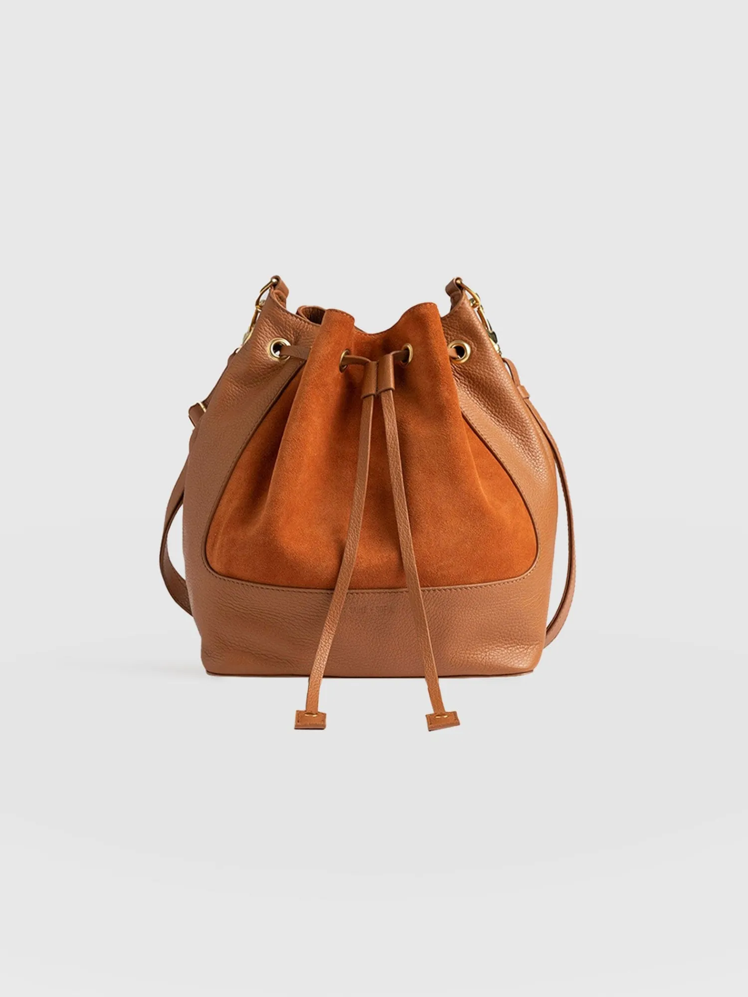 Fashion Saint and Sofia Brompton Bucket Bag - Brown Suede Pebble