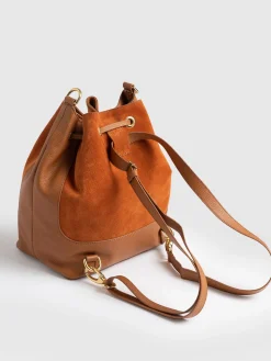 Fashion Saint and Sofia Brompton Bucket Bag - Brown Suede Pebble