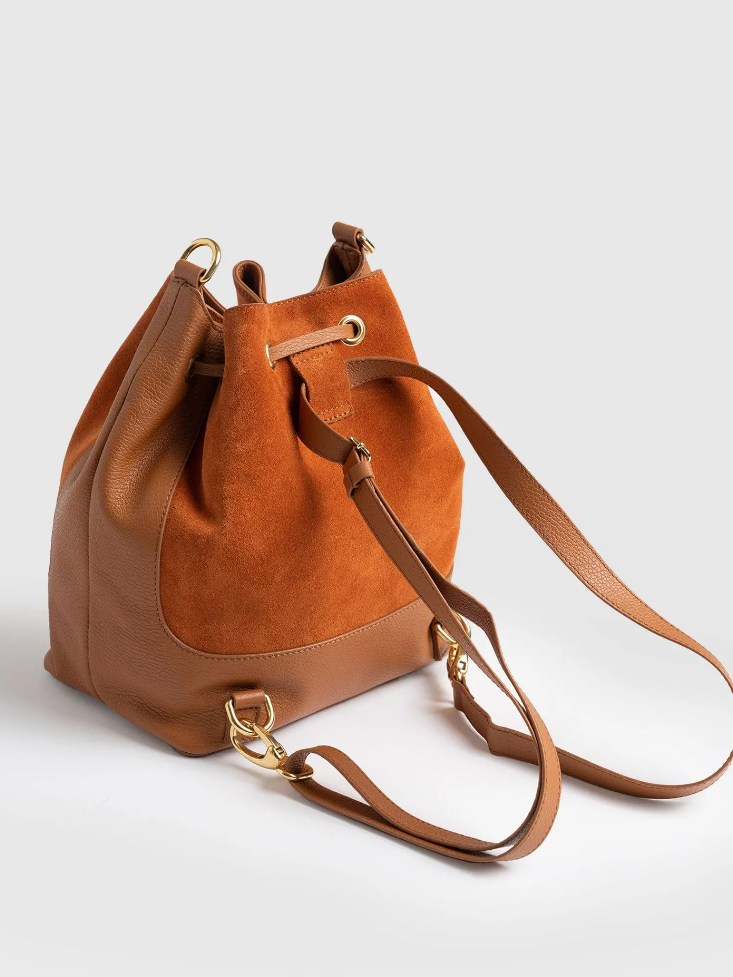 Fashion Saint and Sofia Brompton Bucket Bag - Brown Suede Pebble