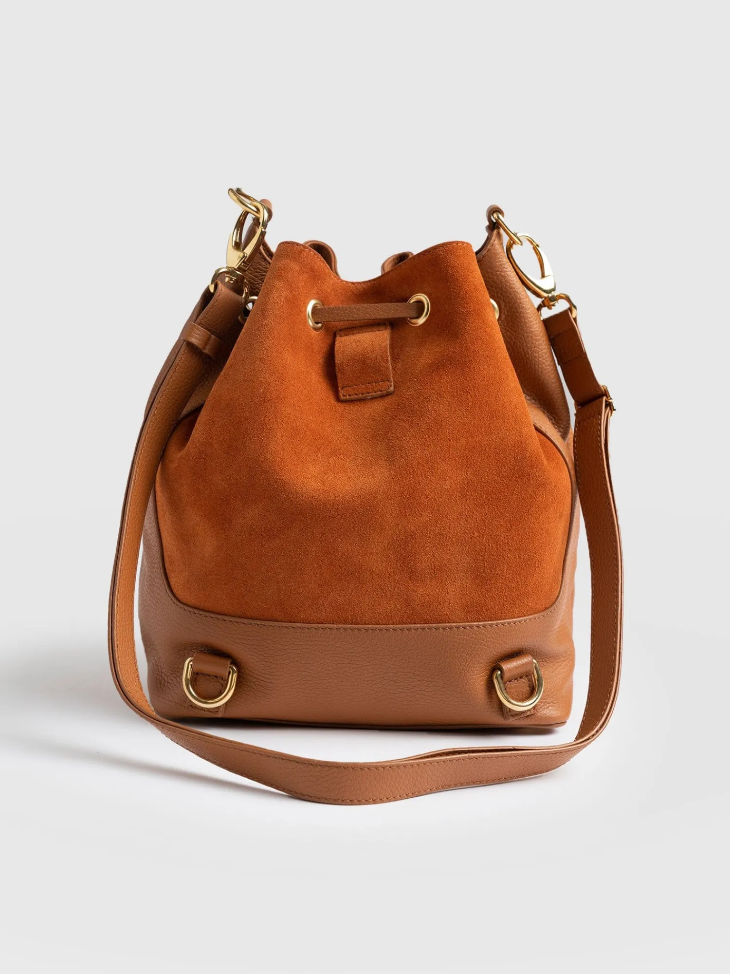Fashion Saint and Sofia Brompton Bucket Bag - Brown Suede Pebble