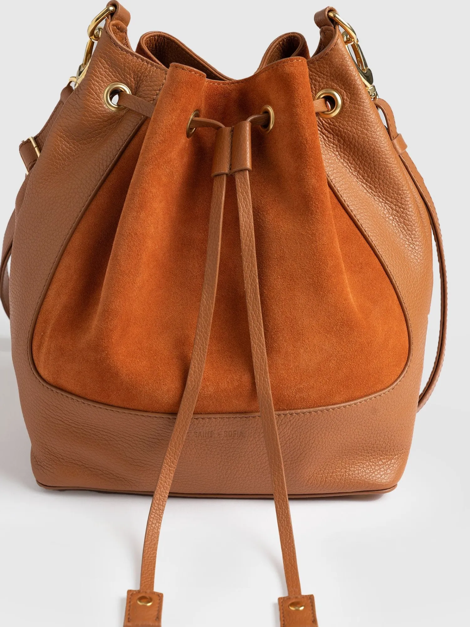 Fashion Saint and Sofia Brompton Bucket Bag - Brown Suede Pebble
