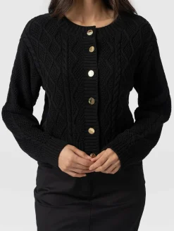 Outlet Saint and Sofia Bronte Cable Cardigan - Black