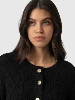 Outlet Saint and Sofia Bronte Cable Cardigan - Black