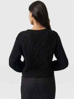 Outlet Saint and Sofia Bronte Cable Cardigan - Black