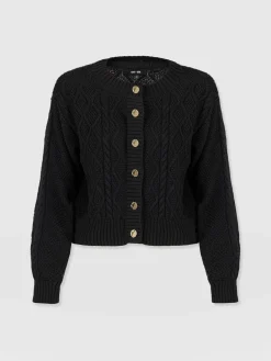 Outlet Saint and Sofia Bronte Cable Cardigan - Black