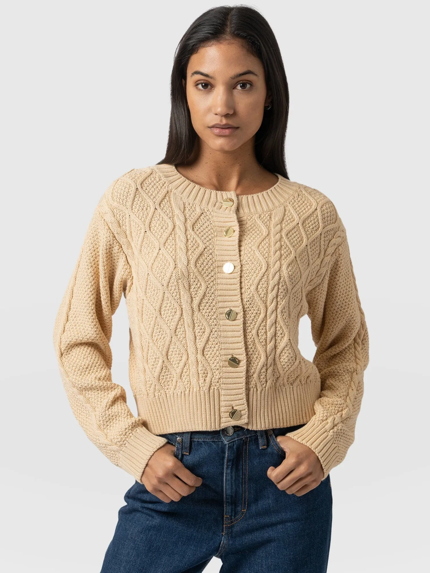 Fashion Saint and Sofia Bronte Cable Cardigan - Yellow