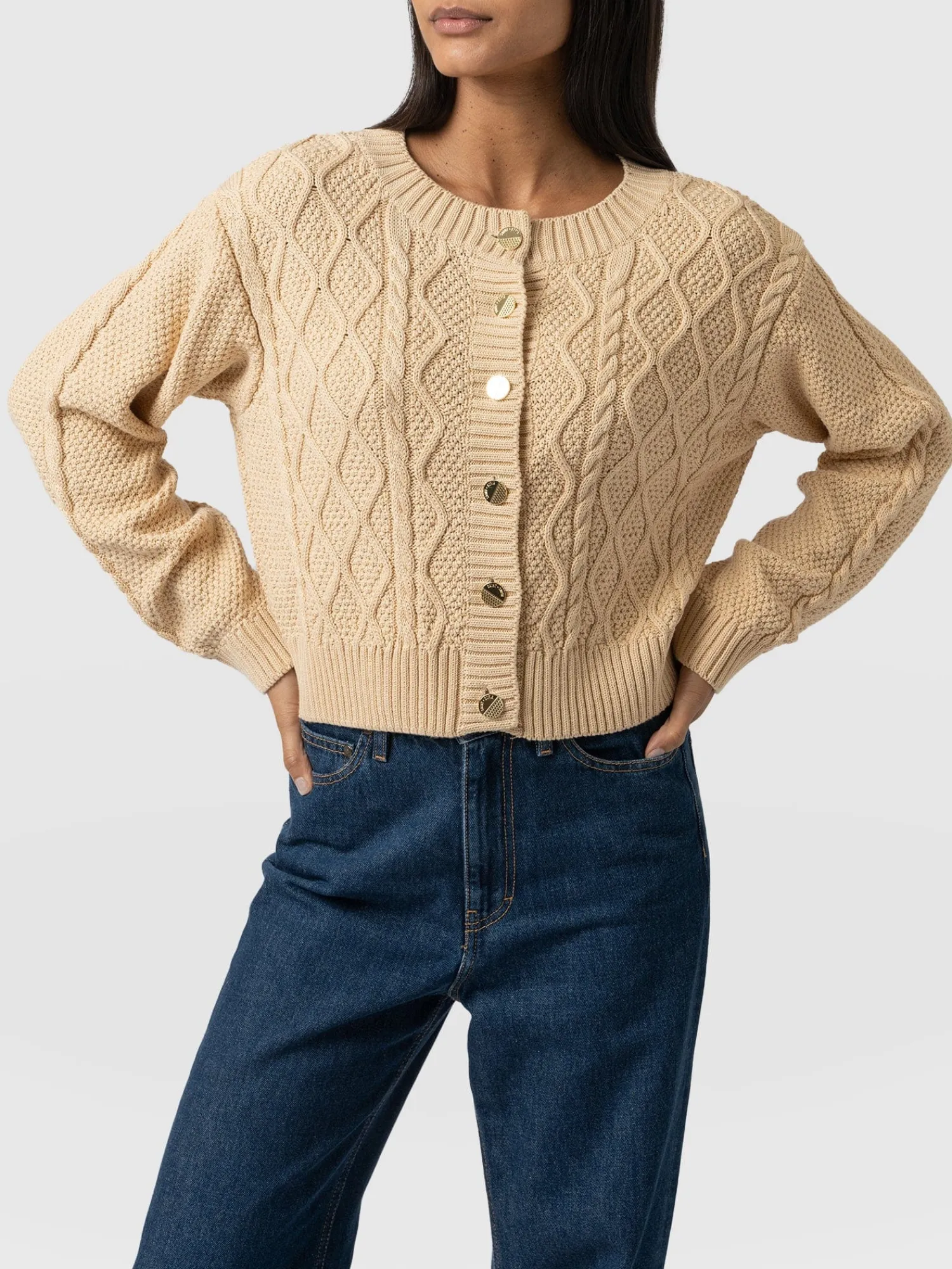 Fashion Saint and Sofia Bronte Cable Cardigan - Yellow