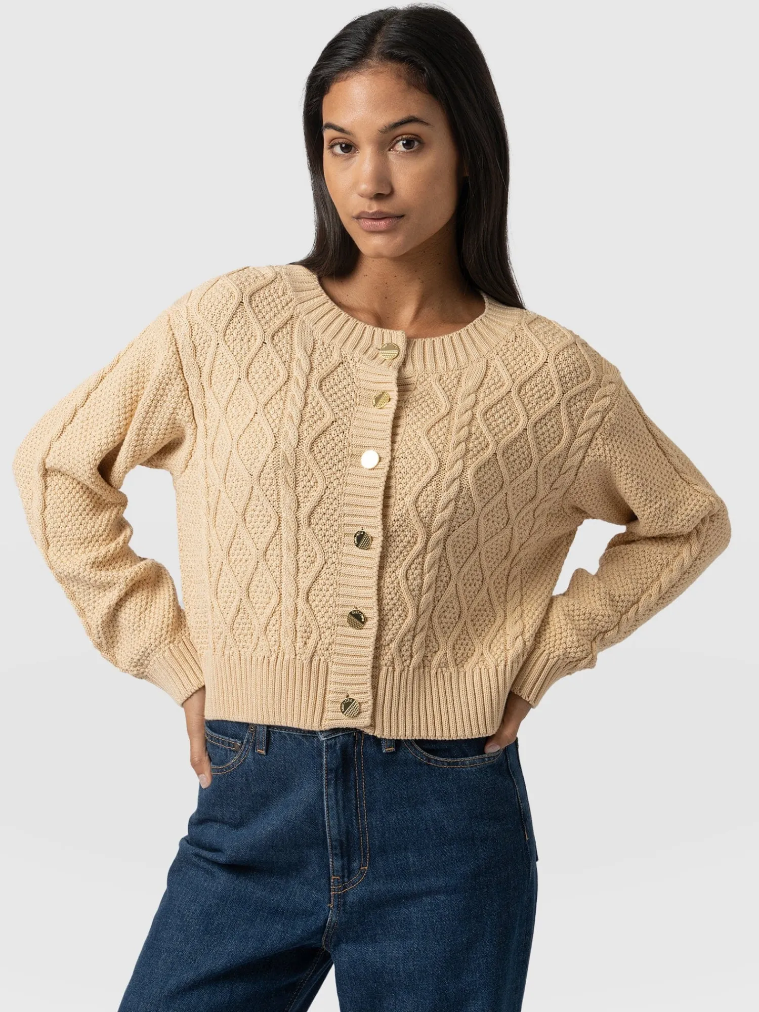 Fashion Saint and Sofia Bronte Cable Cardigan - Yellow