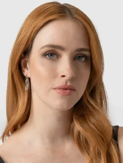 Online Saint and Sofia Cable Chain Drop Earrings - Silver