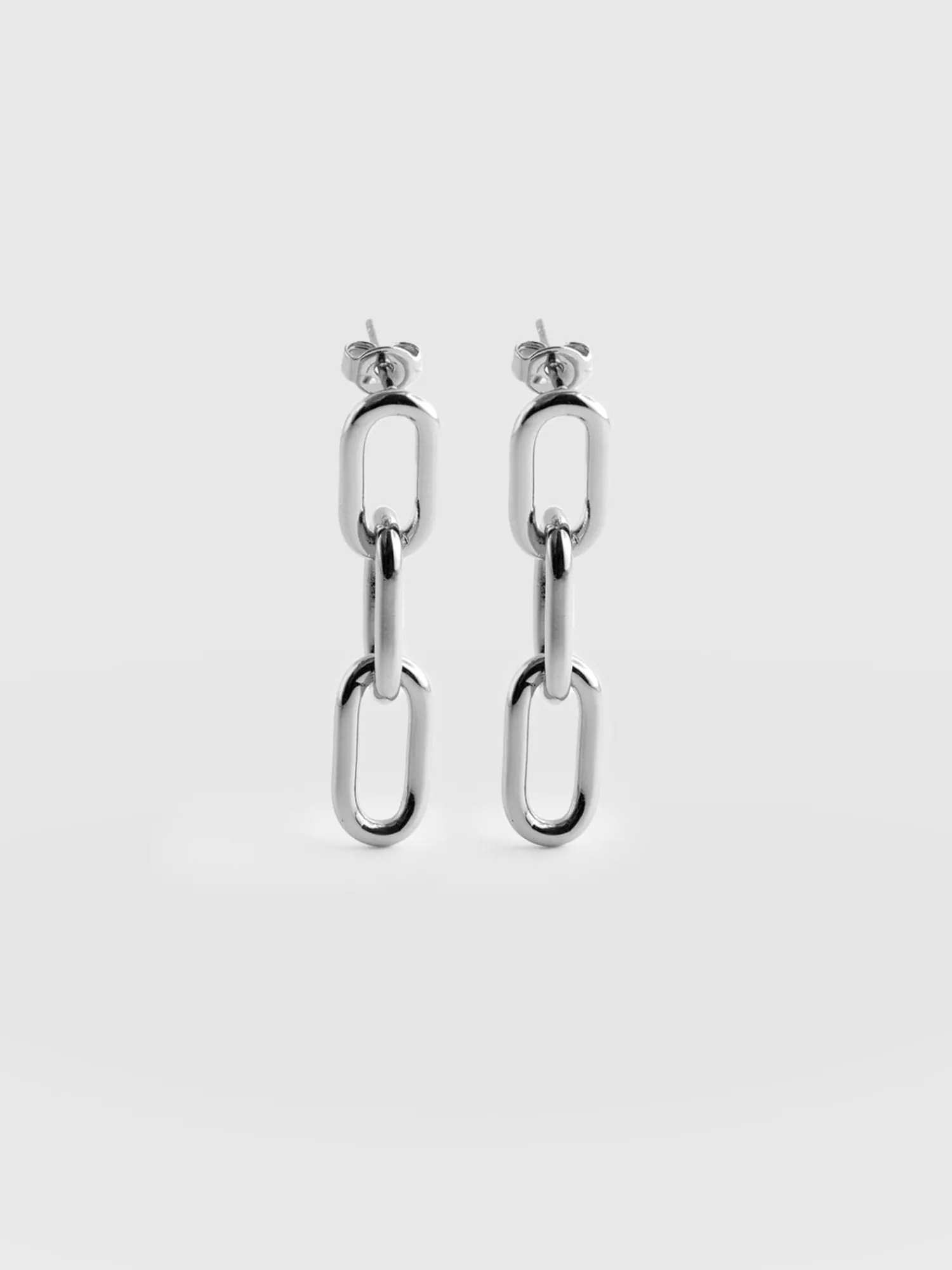 Online Saint and Sofia Cable Chain Drop Earrings - Silver