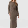 Online Saint and Sofia Callie Fluted Midi Dress - Beige