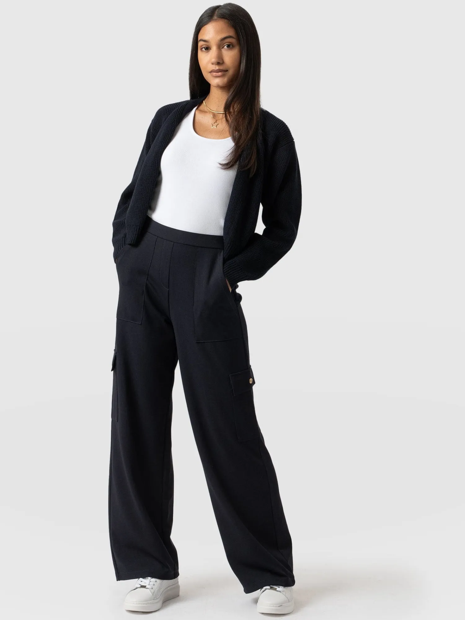 Fashion Saint and Sofia Cargo Chelsea Wide Leg Pant - Navy