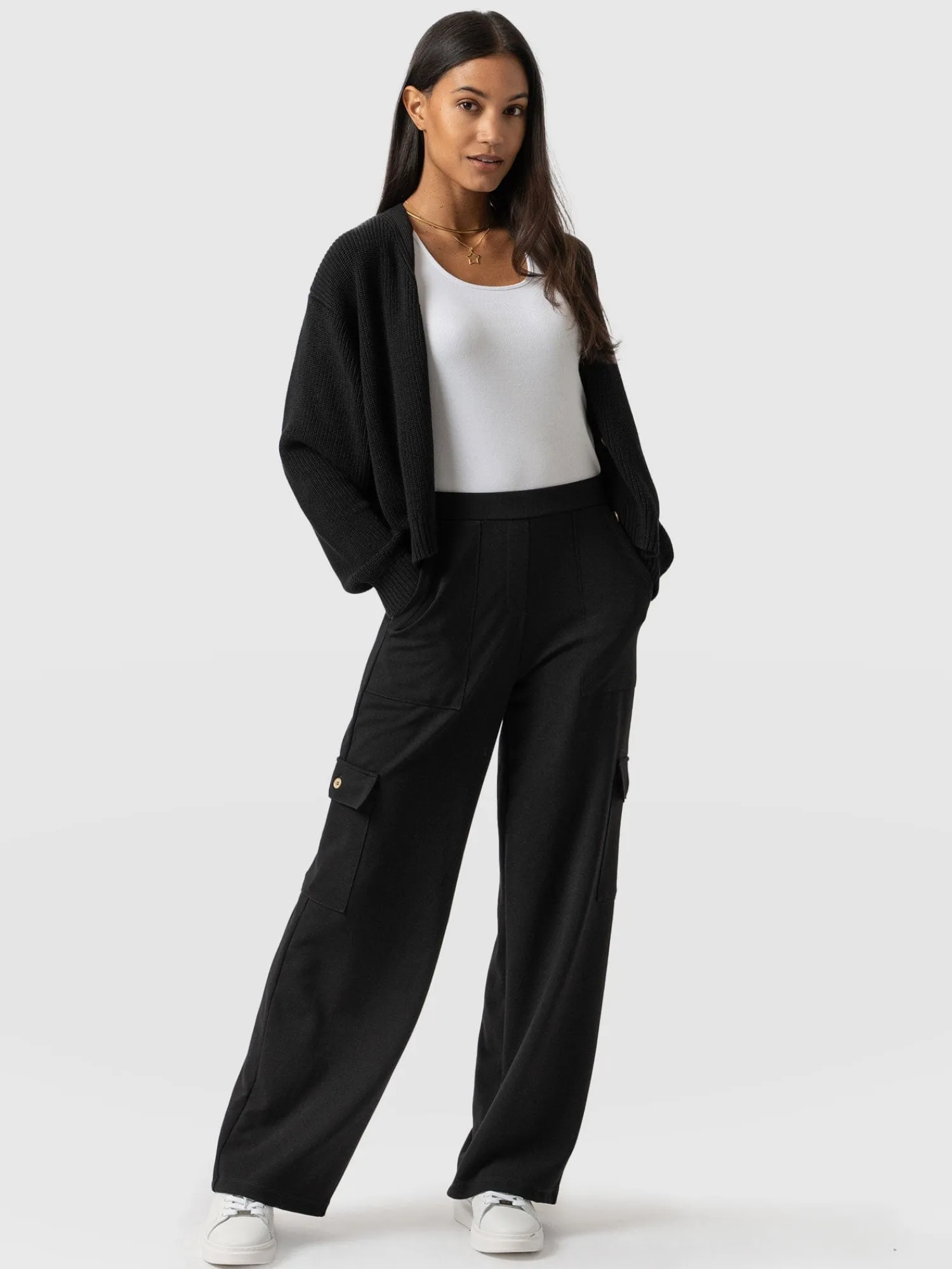 Outlet Saint and Sofia Cargo Chelsea Wide Leg Pant - Black
