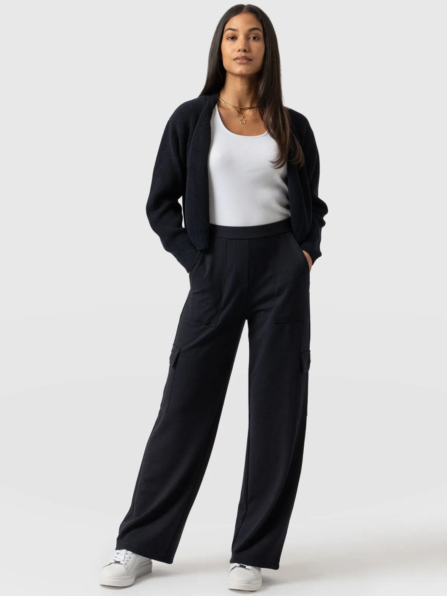 Fashion Saint and Sofia Cargo Chelsea Wide Leg Pant - Navy