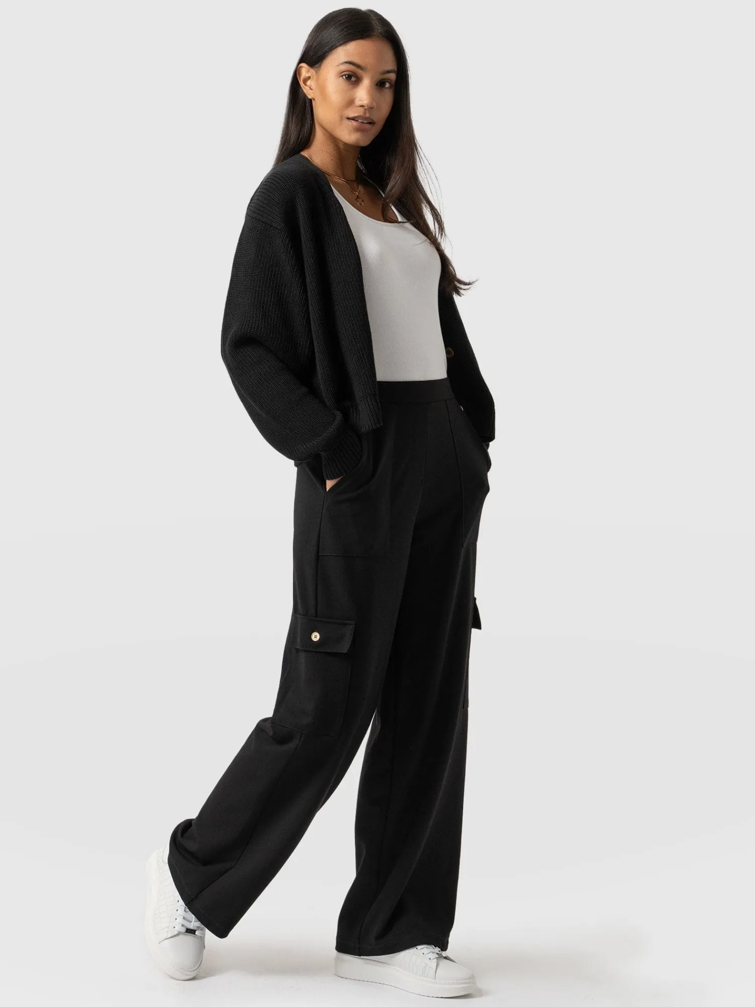 Outlet Saint and Sofia Cargo Chelsea Wide Leg Pant - Black