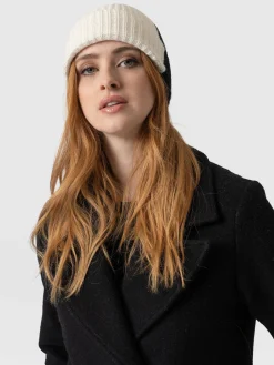 Hot Saint and Sofia Cashmere Beanie - Cream/Black