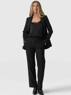 Discount Saint and Sofia Chester Straight Leg Pant - Black Pinstripe