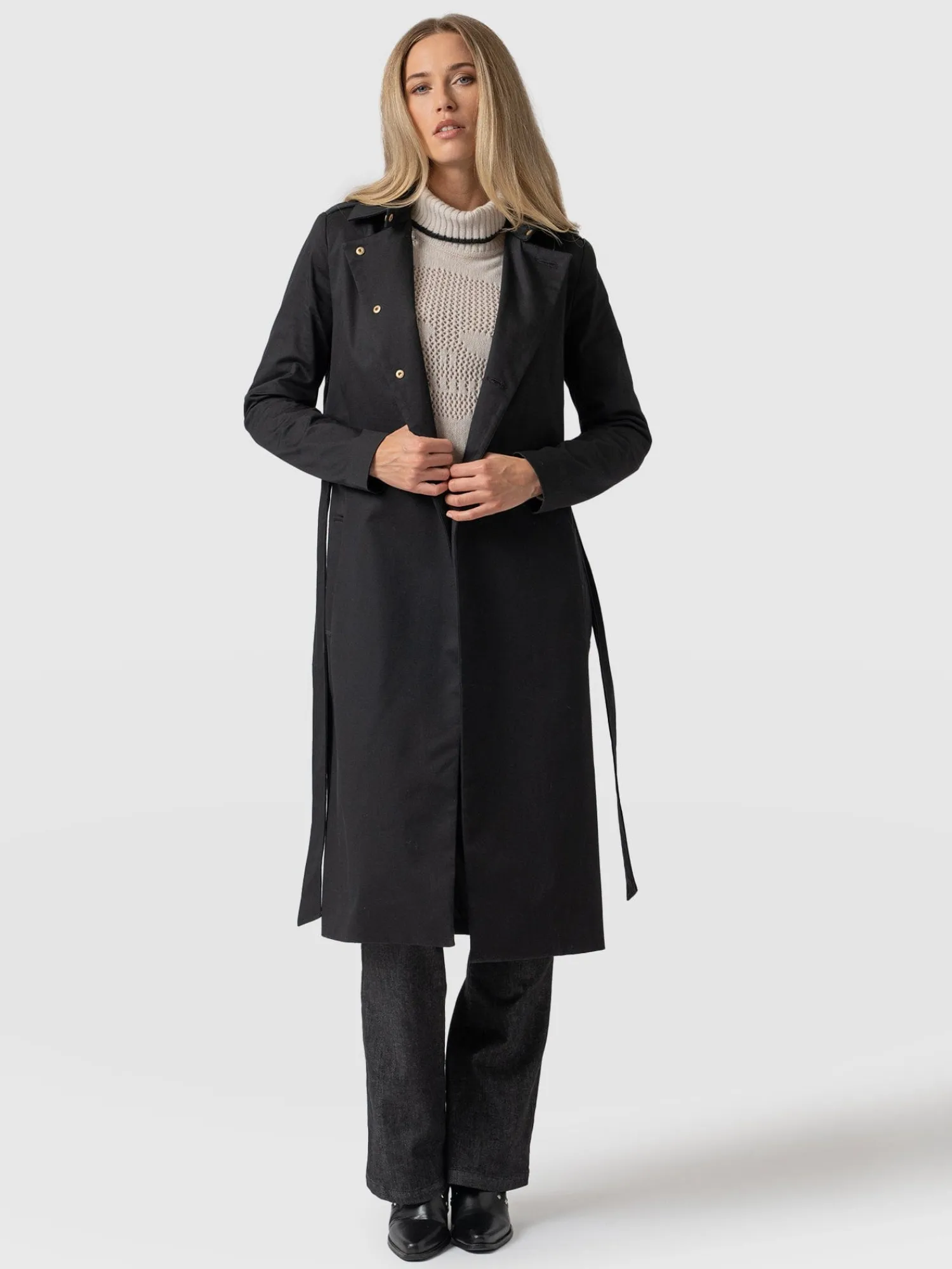 Online Saint and Sofia Classic Trench Coat - Black