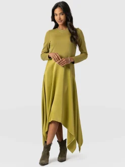 Outlet Saint and Sofia Cleo Asymmetric Dress - Olive