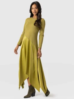 Outlet Saint and Sofia Cleo Asymmetric Dress - Olive