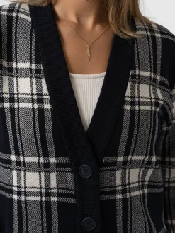 Fashion Saint and Sofia College Cardigan - Navy/ Cream Check
