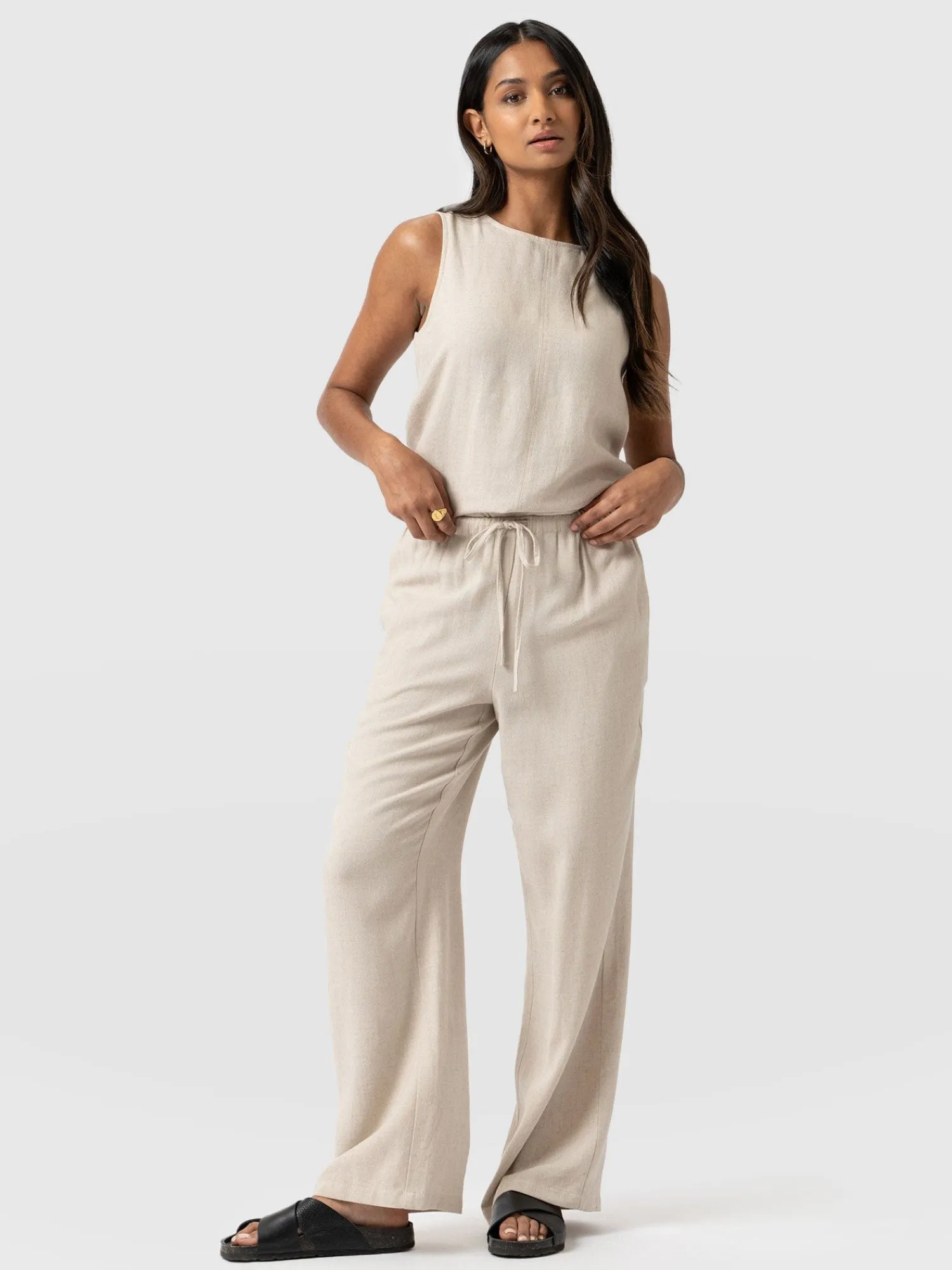 Outlet Saint and Sofia Corinne Linen Pant - Oatmeal