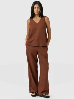 Hot Saint and Sofia Corinne Linen Pant - Russet Brown