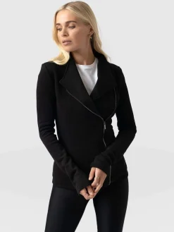 Clearance Saint and Sofia Cotton Biker Jacket - Black