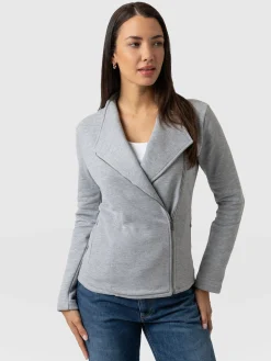 Discount Saint and Sofia Cotton Biker Jacket - Grey