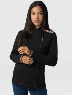 New Saint and Sofia Cotton Biker Jacket - Leopard Trim