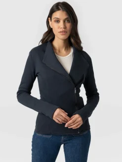 Discount Saint and Sofia Cotton Biker Jacket - Navy