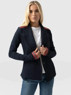 Sale Saint and Sofia Cotton Biker Jacket - Navy Stripe